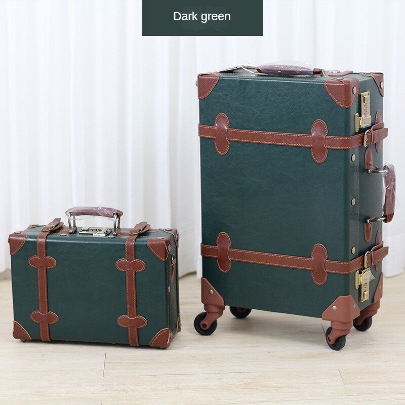 Valise à roulettes classique britannique rétro, sac d'embarquement à roulettes universel, ensemble de valises de voyage en cuir, valise unique SKU Note