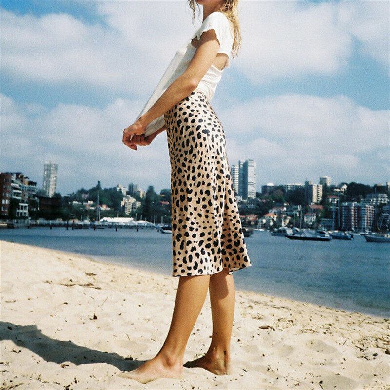 Falda sexy con estampado de leopardo para mujer, minifalda de cintura alta, varios tamaños, 2024