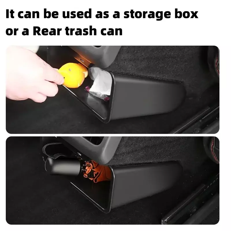 Rear Seat Storage Box for New Tesla Model 3 Highland 2024 Backseat Magnetic Suction Trash Can Garbage with Lid Car Accessories