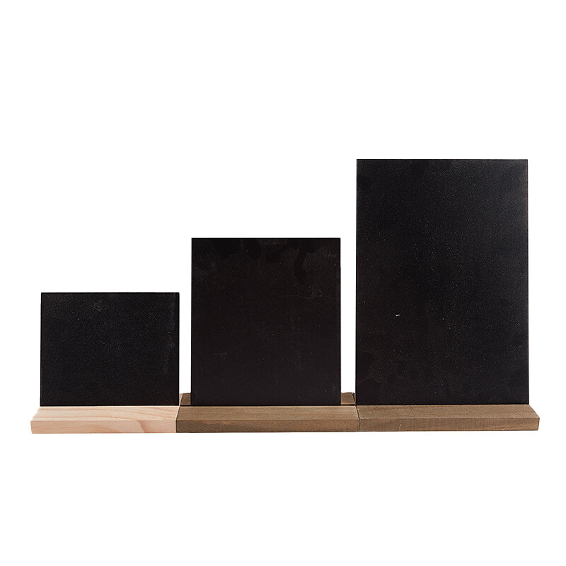 Panneau d'affichage noir avec base en bois, étiquette de prix, tableau noir, mémo, barre décorative, 1 pièce