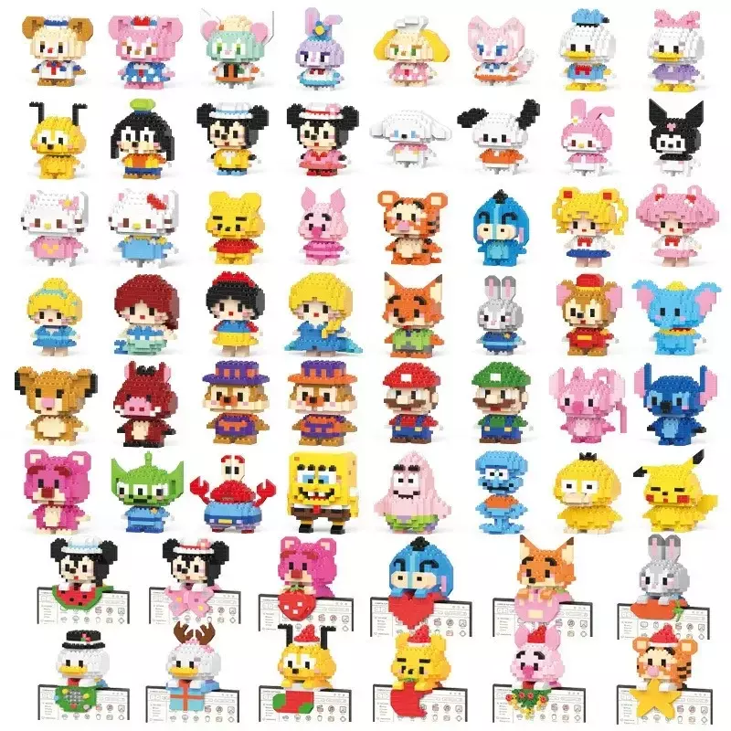 Disney Sanrio Stitzer Mini Block Toy Small Particle Cartoon Character Model Construction Assembly Toy Children's Puzzle Gift