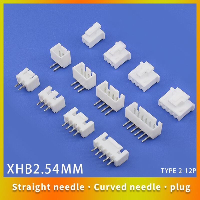 Encabeçamento do Pin do conector do soquete, Pin reto, XHB2.54, 2.54mm, 2P-12P, 50 PCes