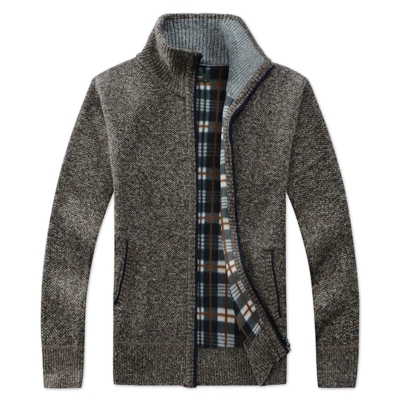 남성용 두꺼운 플러시 스웨터 재킷, 루즈한 오버사이즈 아우터, 모크넥 가디건, 가을 겨울 의류, FCY3616