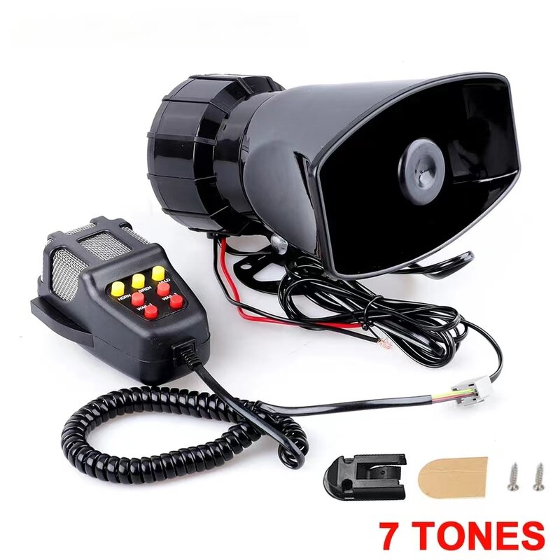 Car Horn Loud Multipurpose Speaker Police Siren Air Horn Megaphone Emergency Alarm 12v 110db Loud Sound 7 Tones & Claxon Horns