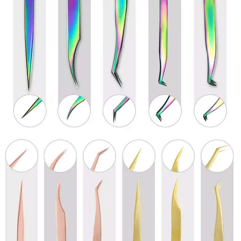 Cnklash-pinças de extensão de cílios, feitas de aço inoxidável, retas e curvas, novo modelo, 2024