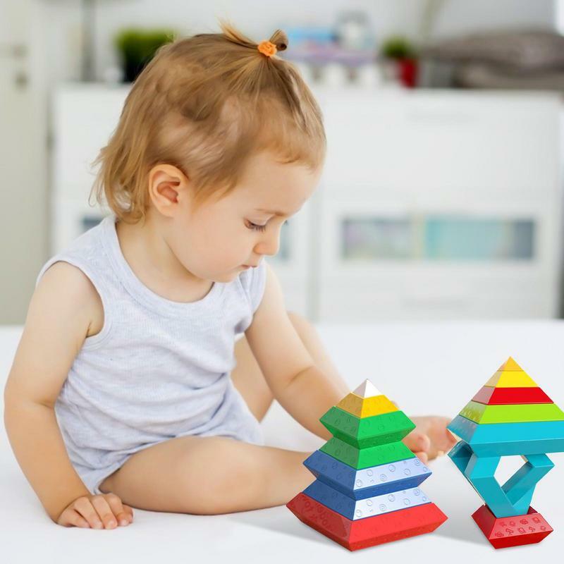 Empilhamento Brinquedos para Criança, Blocos de Construção Coloridos, Brinquedo Montessori Educacional, STEM Sensorial Brinquedos para Crianças