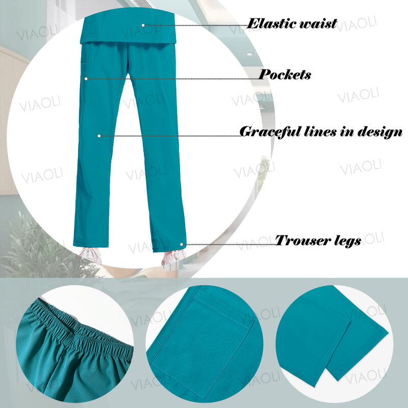 Женская медицинская форма, скрабы для кормления, набор для медсестры, врача, эстетика-рабочая одежда, эластичные Бриджи + штаны для бега/прямые штаны с карманами