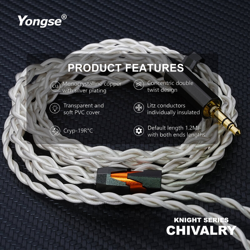 YONGSE Chivalry Flagship 7N OCC HiFi Earphone Cable Litz Silver Plated Annealed Copper Bravery Winter NEKO KATO Flame  Blessing3
