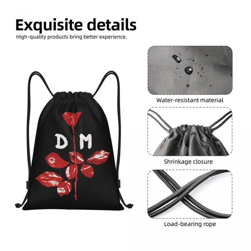 Custom Electronic Rock Depeche Cool Mode Drawstring Backpack Sports Gym Bag for Women Men Shopping Sackpack