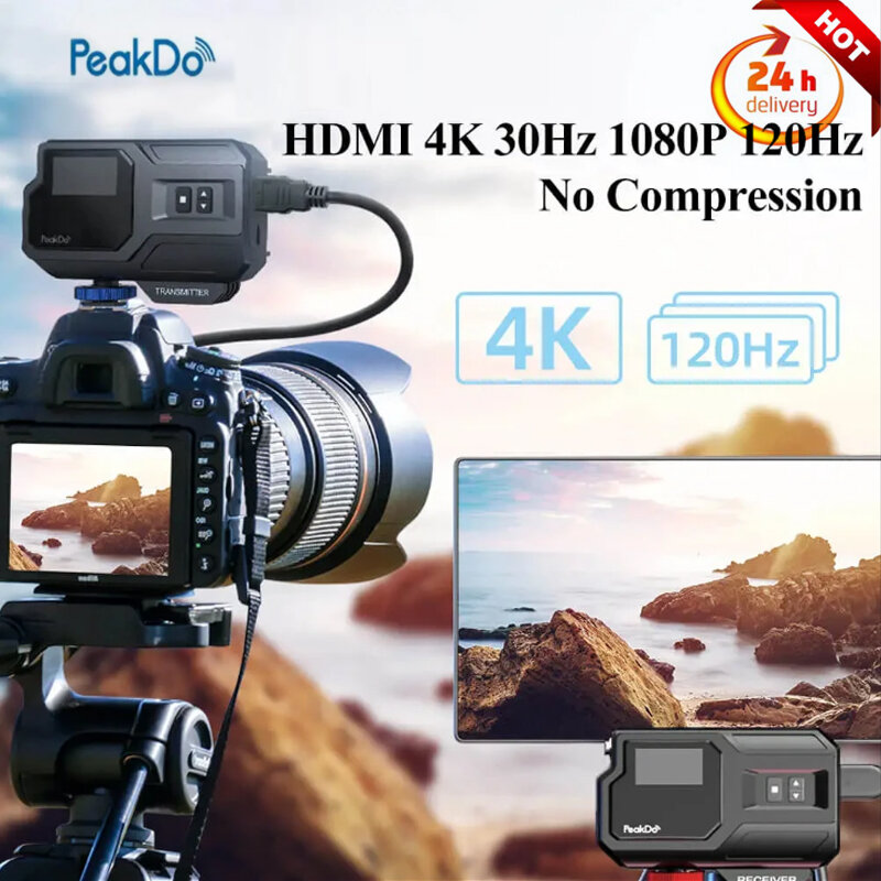 Peakdo Wireless Transmitter and Receiver 4K Pro for Videographer Photographer Filmmaker Cinematographer HDMI Wireless Projector