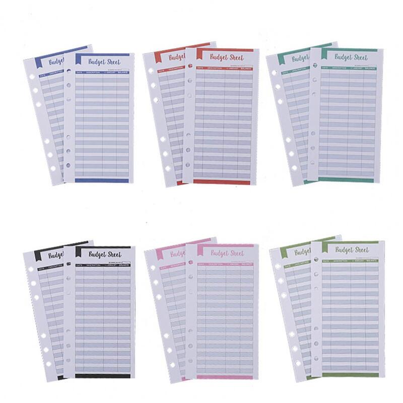 Despesa Rastreamento Planner Binder Sheets, Inserções, Multi-Color, Folhas Tracker para 6 Anéis Dinheiro, Dinheiro na entrega, 12Pcs
