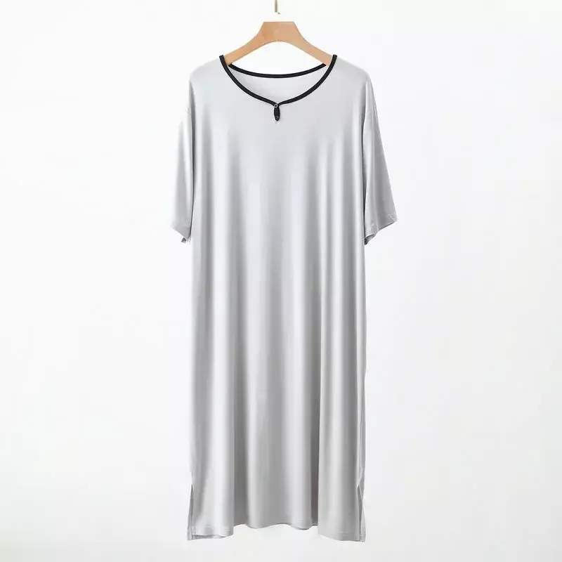 Короткое Свободное платье, Мужская одежда для сна, Мужская Модальная рубашка с длинным рукавом, летняя Домашняя одежда, ночная рубашка