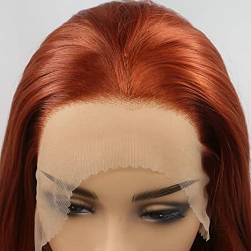 UstyleHair-Perruque Lace Front Wig synthétique ondulée, cheveux longs, rouge cuivré, naissance des cheveux naturelle, perruque Cosplay, degré de chaleur, 03 utilisation