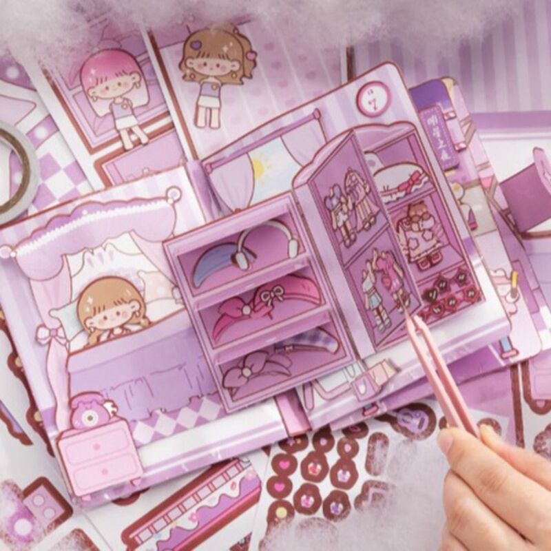 Girls Busy Book DIY Kids Quiet Book Montessori Material Package Handmade Girls Sticker Book Paper Princess DIY