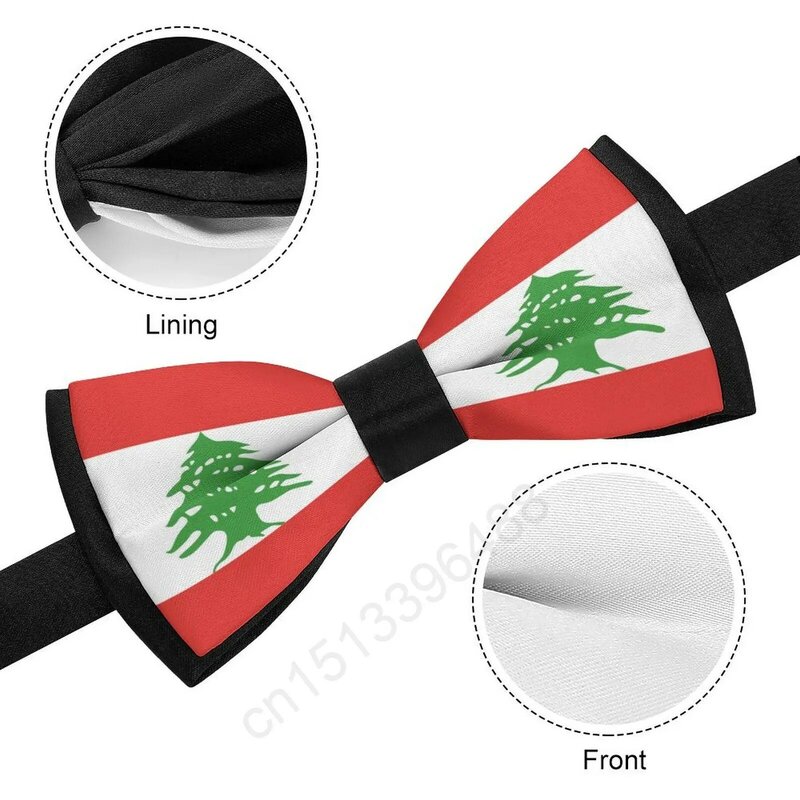 New Polyester Lebanon Flag Bowtie for Men Fashion Casual Men's Bow Ties Cravat Neckwear For Wedding Party Suits Tie