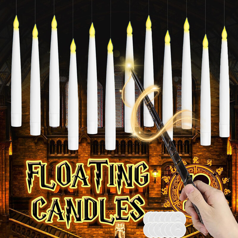 12-60 шт. светодиодный плавающие свечи с волшебной палочкой, беспламенные летающие лампочки, горящие свечи для свадебного/праздничного декора