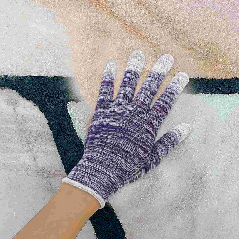 ถุงมือเย็บผ้านิ้วทาสี12คู่อุปกรณ์เสริมป้องกันไฟฟ้าสถิตย์ทำจากไนลอน