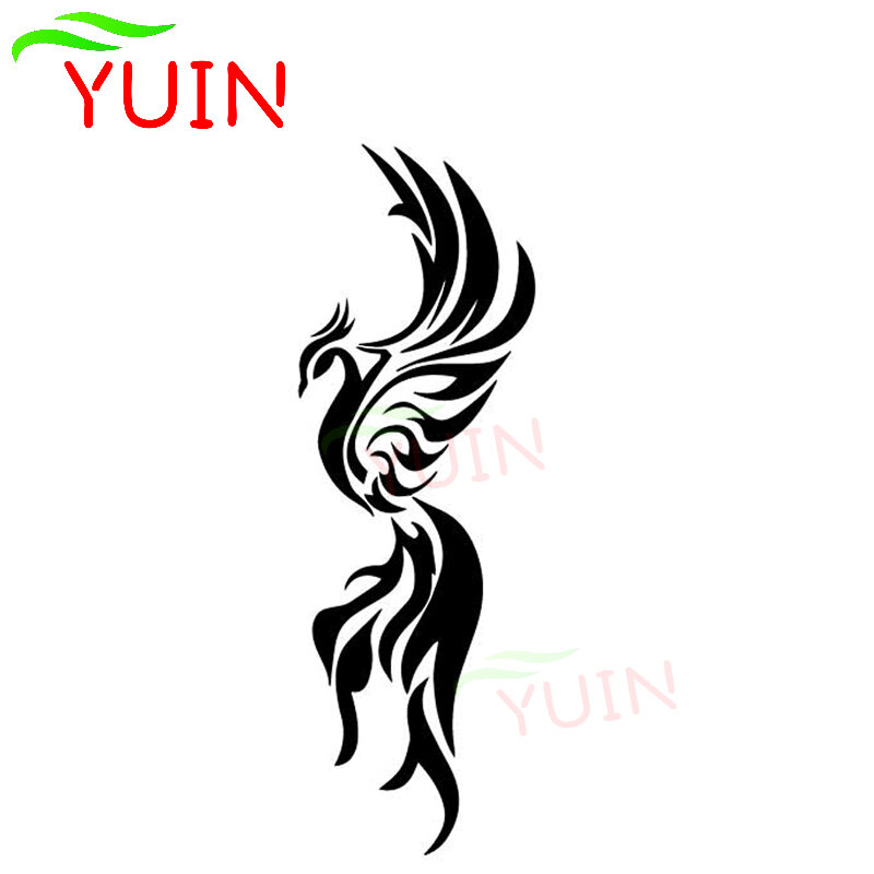 YUIN 피닉스 크리에이티브 패턴 스티커, 패션 장식 개성 있는 PVC 방수 자외선 차단 데칼 블랙/화이트/레드/레이저/실버