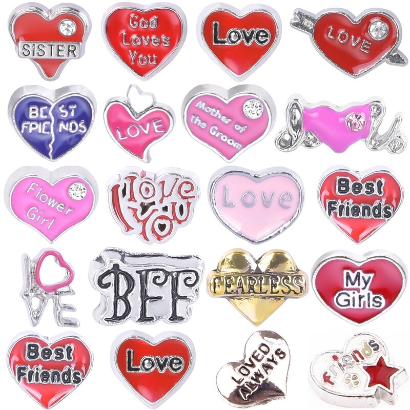 20pcs Drip Oil My Girls Best Friends Floating Charm Love Pendant Diy Couple Anniversary Necklace Jewelry Pendant Accessories