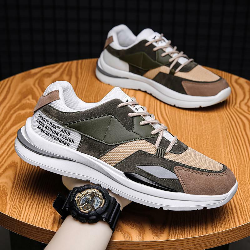 2023 Autumn New Breathable Shock Absorption Running Shoes Korean Style Trendy Lightweight Student Men's Mesh Sneakers