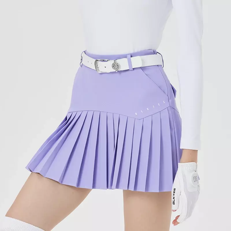 Blktee-Saia curta feminina plissada de cintura alta para golfe, saia forrado em A, culottes de lazer com bolso, fina, moda feminina