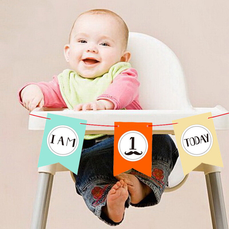 Guirxiété de banderoles avec sensation de chaise pour bébé, banderole pour premier anniversaire, fête préChristophe, 1 anniversaire, 3 pièces par ensemble