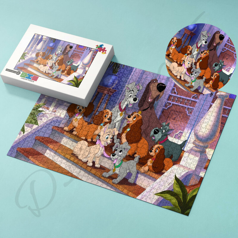 35 300 500 1000 Buah Teka-teki untuk Anak-anak dan Orang Dewasa Disney Film Animasi Klasik Wanita dan Gelandangan Kayu Jigsaw Puzzle Mainan
