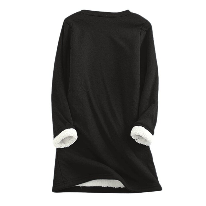 Dames Kerst Fleece Sweatshirt Lange Mouw Elanden Print Xmas Pullover Winter Warme Pluche Voering Oversized Sweatshirt