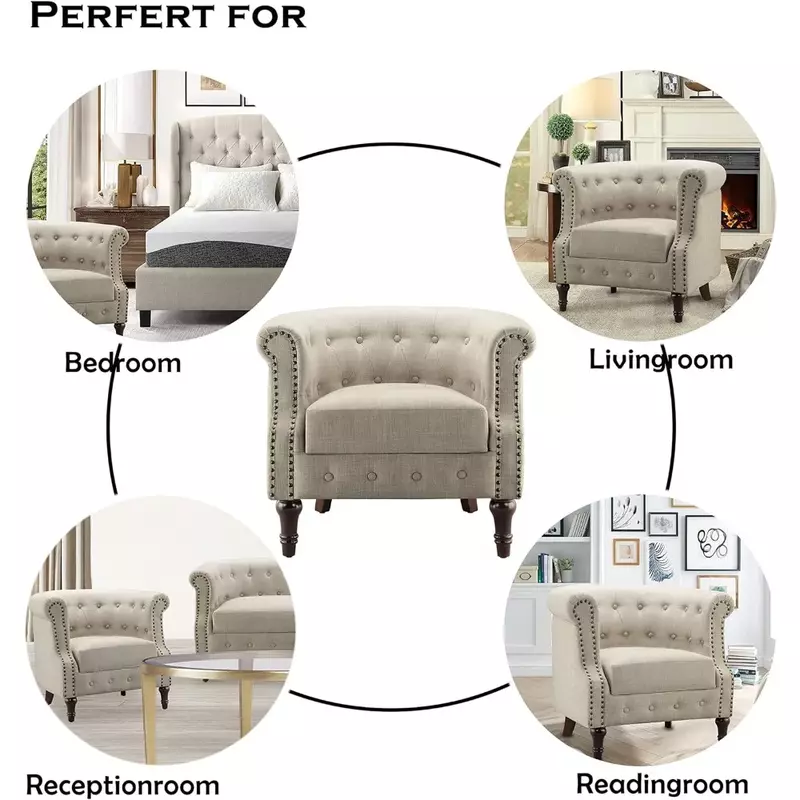 Chaises de salon standard, siège de chambre à coucher, meubles de maison, confortable, baril club, fauteuil moderne avec salle de lecture douce