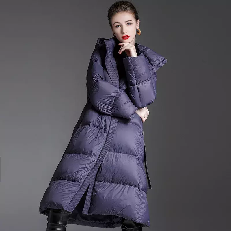 Sudaderas con capucha de pato largo para mujer, abrigos a prueba de viento, abrigos de esquí informales a la moda, novedad de invierno 2022