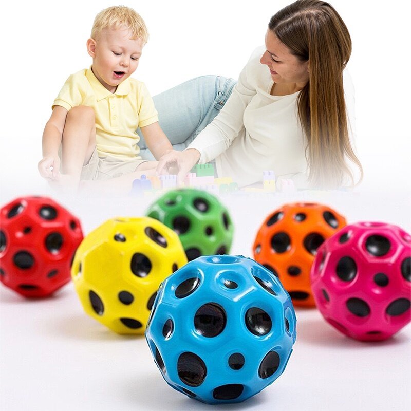 High Resilience Hole Ball Soft Bouncy Ball Anti-fall Moon Shape Porous Bouncy Ball Kids Indoor Outdoor Game Toy Ergonomic Design