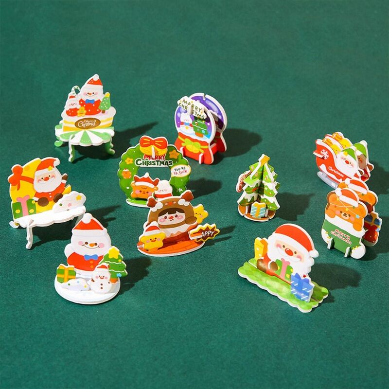 Boneco de neve Natal 3D Puzzle, Árvore dos desenhos animados, Papai Noel, Árvore de Natal, Coroa de Natal, Jigsaw estilo aleatório