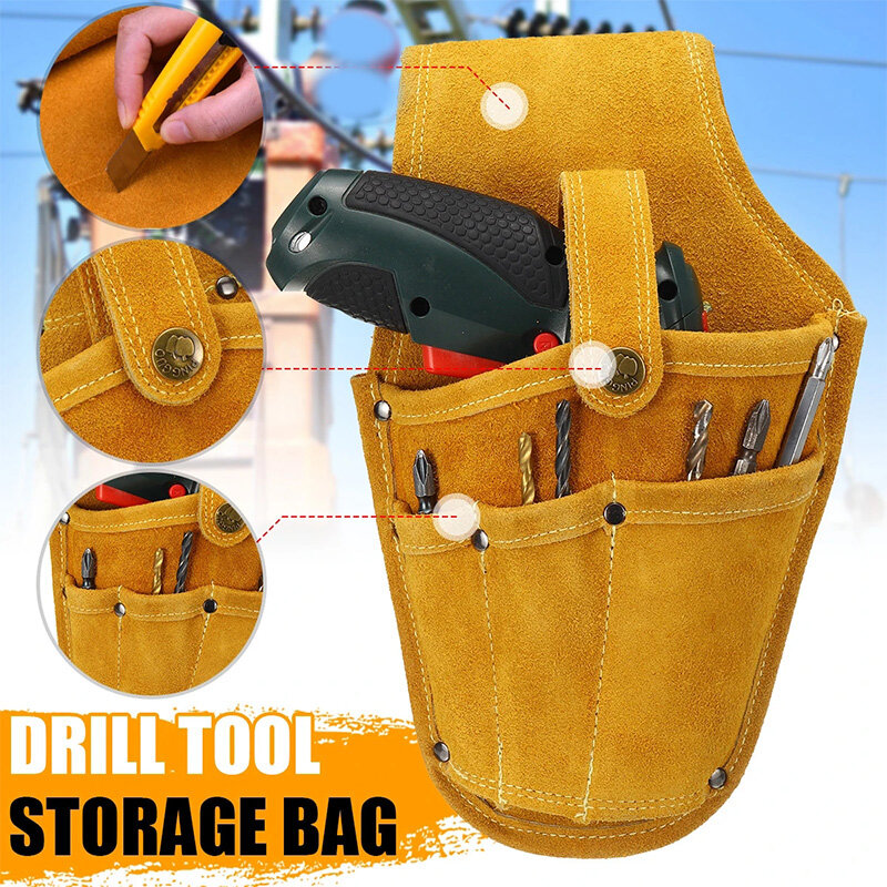 Cowhide Drill Holster Waist Tool Bag Electric Waist Belt Tool Pouch Bag With Belt For Power Drill Electric Screwdriver