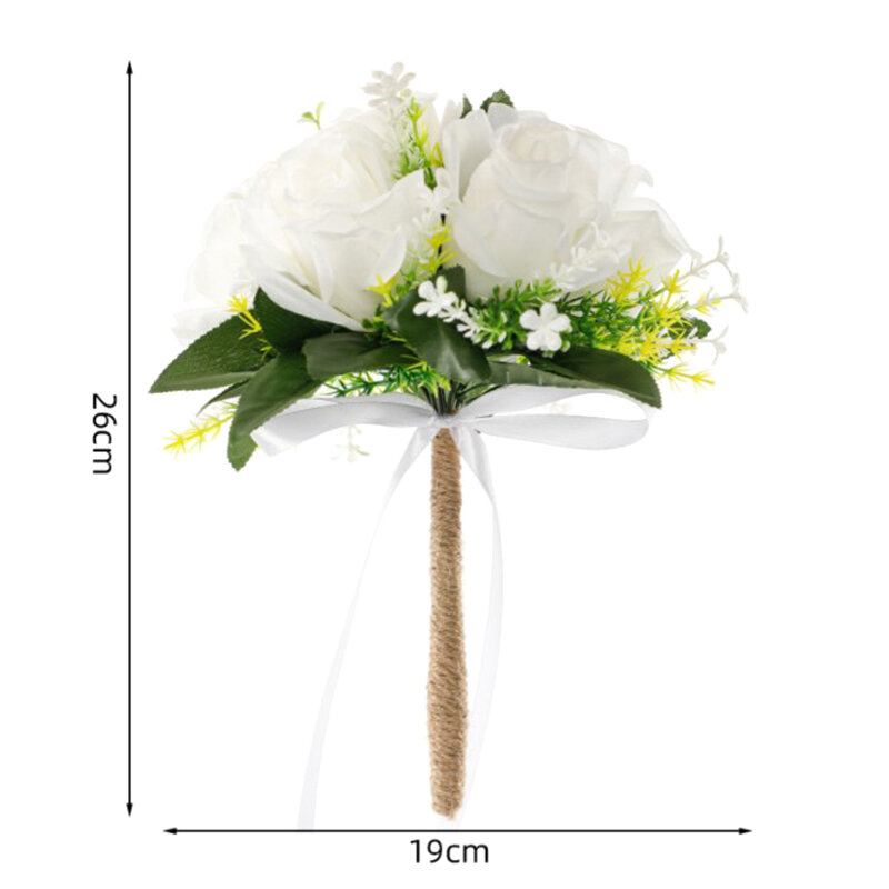 Silk Wedding Bouquets Holding Flowers Artificial Natural Rose Wedding Bouquet White Champagne Bridesmaid Bridal Party