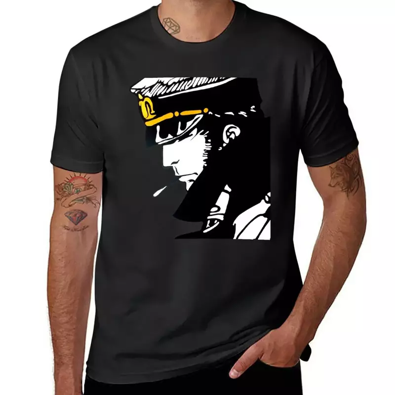 Camiseta de manga curta para homens, figura icônica Corto Maltese, camiseta da alfândega, camiseta campeã