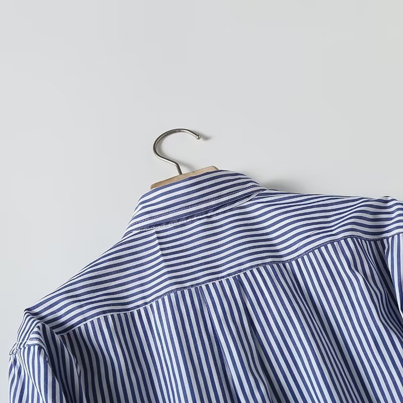 Японская простая повседневная полосатая рубашка Maxdutti, Мужская блузка, топы