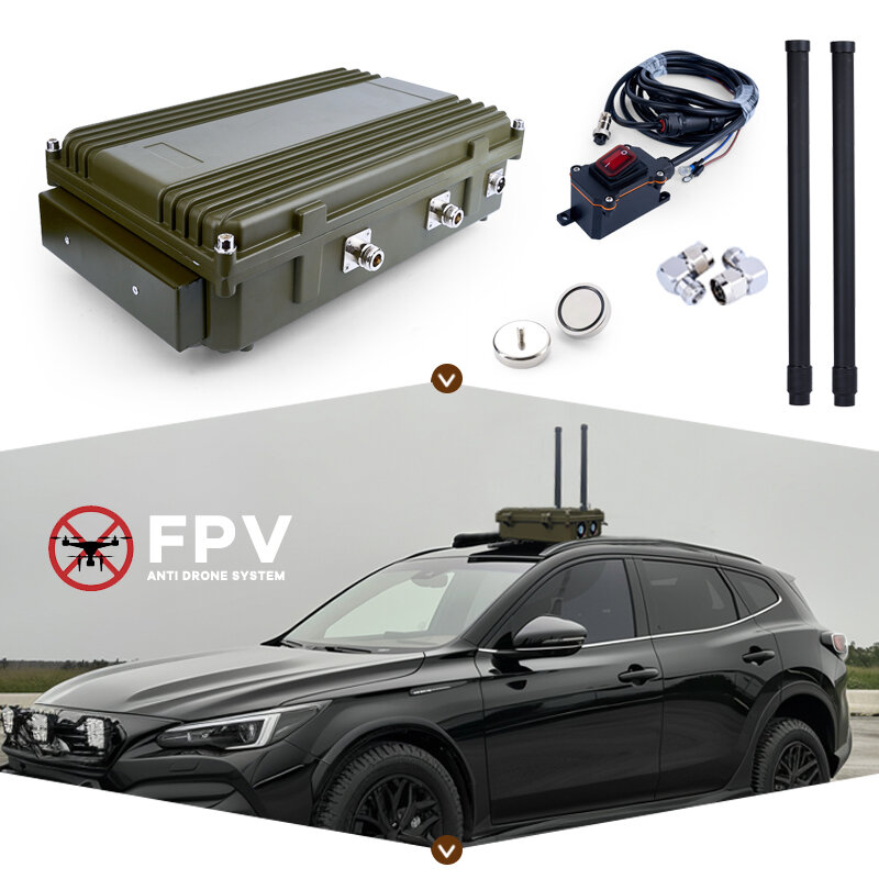 Sistema antidrones montado en vehículo, defensa portátil para uso en coche, frecuencia personalizable, 2 canales, sin instalación