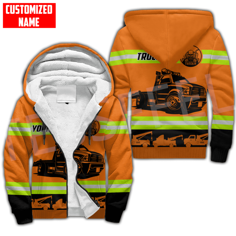 Nome personalizzato Truck Operator Cosplay Trucker Driver Worker Tattoo Harajuku autunno inverno cappotto più spesso felpe con cappuccio in pile giacca X3