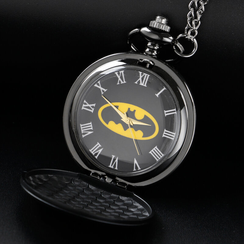 Темный рыцарь летучая мышь кварцевые карманные часы изысканное ожерелье кулон цепочка брелок винтажные стимпанк карманные часы для мужчин и женщин CF1260