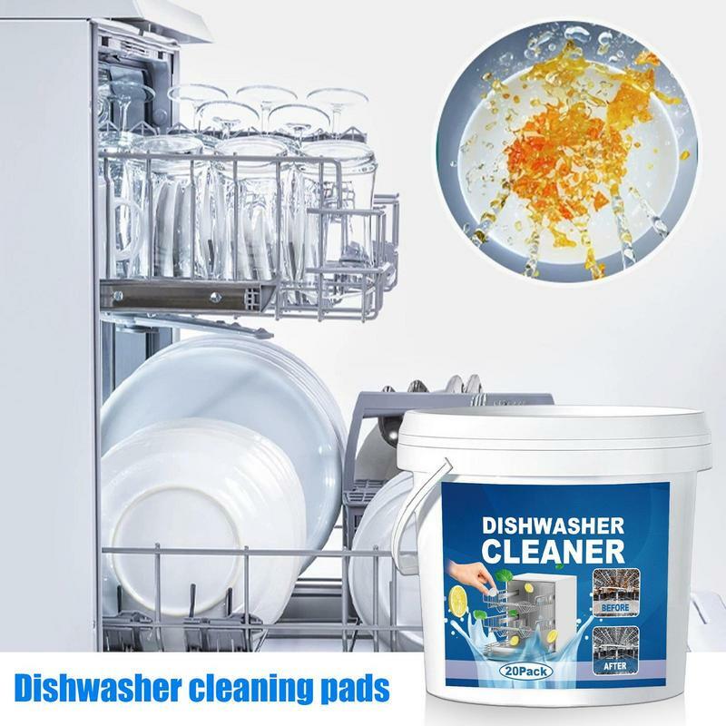 Dishwasher Smell Remover 20pcs Deep Cleaning Dishwasher Tablets Pads Household Cleaning Supplies Tablets For Food Stain Water