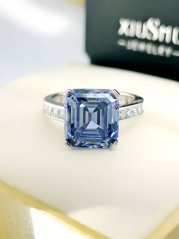 Desejo-luxo anel de prata 925 para banquete, azul e cinza, moda europeia e americana, novo estilo