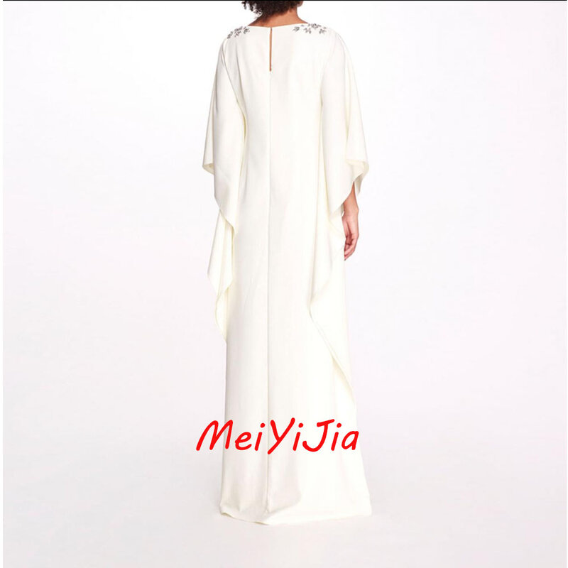 ชุดราตรี meiyijia เสื้อคอเว้าผ้าเครปประดับลูกปัดแบบซาอุดิอาระเบียชุดราตรีวันเกิดสุดเซ็กซี่ชุด2024ฤดูร้อน