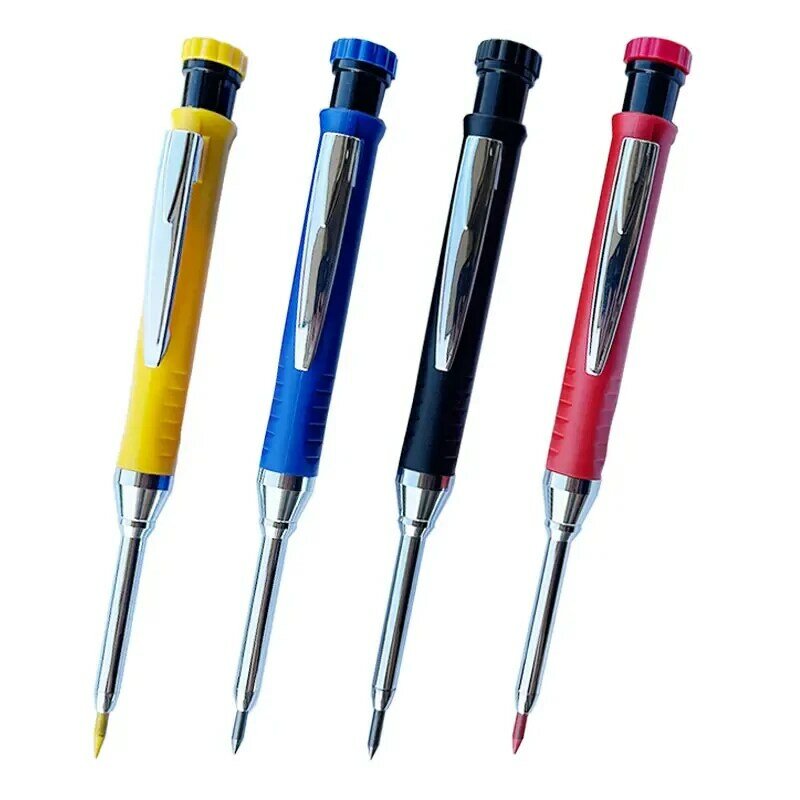 Solidny ołówek stolarski z wkładem i wbudowaną temperówką do ołówka automatycznego z głębokim otworem, znakowanie, narzędzie do obróbki drewna