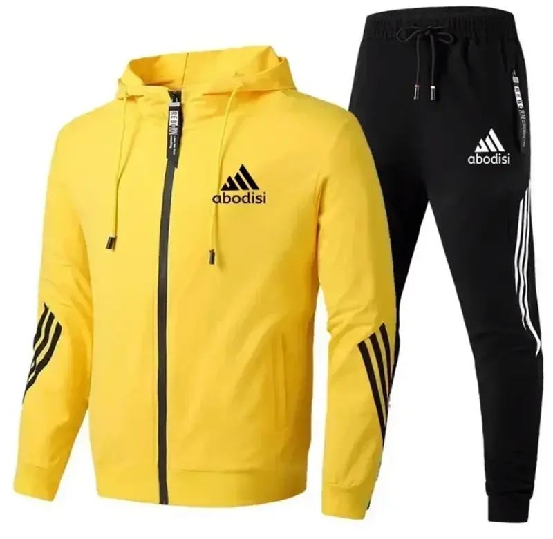 Conjunto de ropa deportiva informal para hombre, Sudadera con capucha y pantalones, traje de dos piezas con cremallera