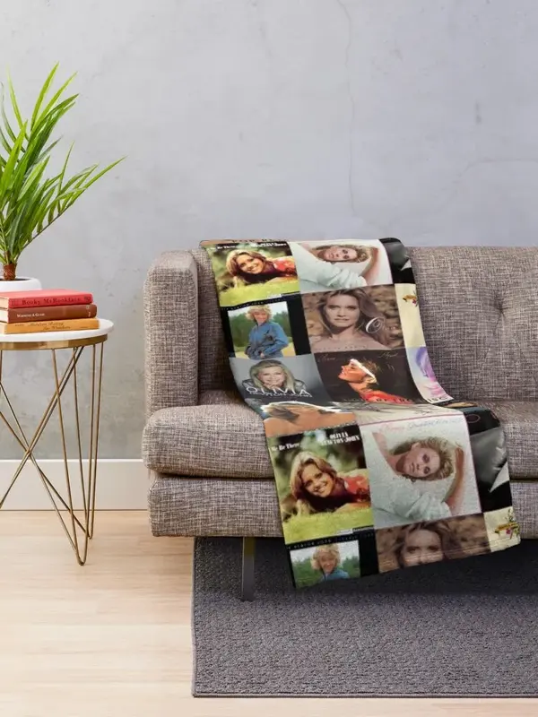Olivia Newton-John - Album Collage-progettato da PopRetroDisco coperta di flanella ponderata per coperte Decorative per divani