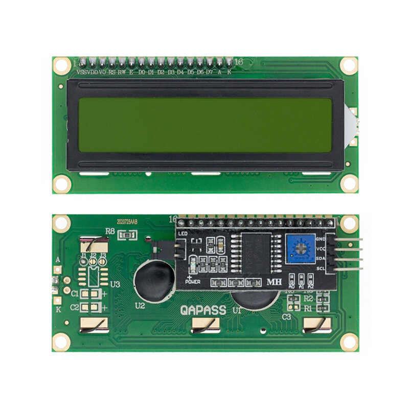 LCD1602 1602โมดูล LCD สีฟ้า/สีเหลืองสีเขียวหน้าจอจอแสดงผล LCD 16X2ตัวอักษร PCF8574T PCF8574 IIC I2C อินเทอร์เฟซ5V สำหรับ Arduino