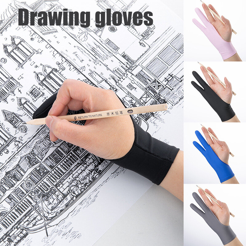 Guanti da artista a un dito Palm Rejection Display guanti a due dita qualsiasi disegno grafico Tablet guanti da pittura Anti-incrostazione
