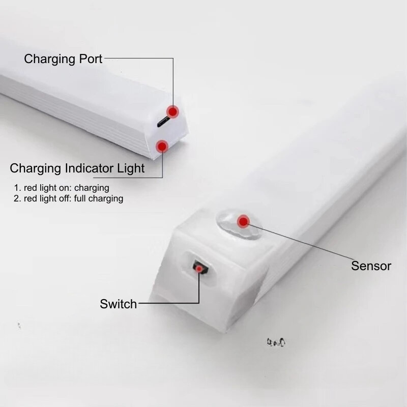 USB Charging Led Lights PIR Motion Sensor LED Bar Light Dimmable Light Detector Portable for Kitchen Indoor Lighting