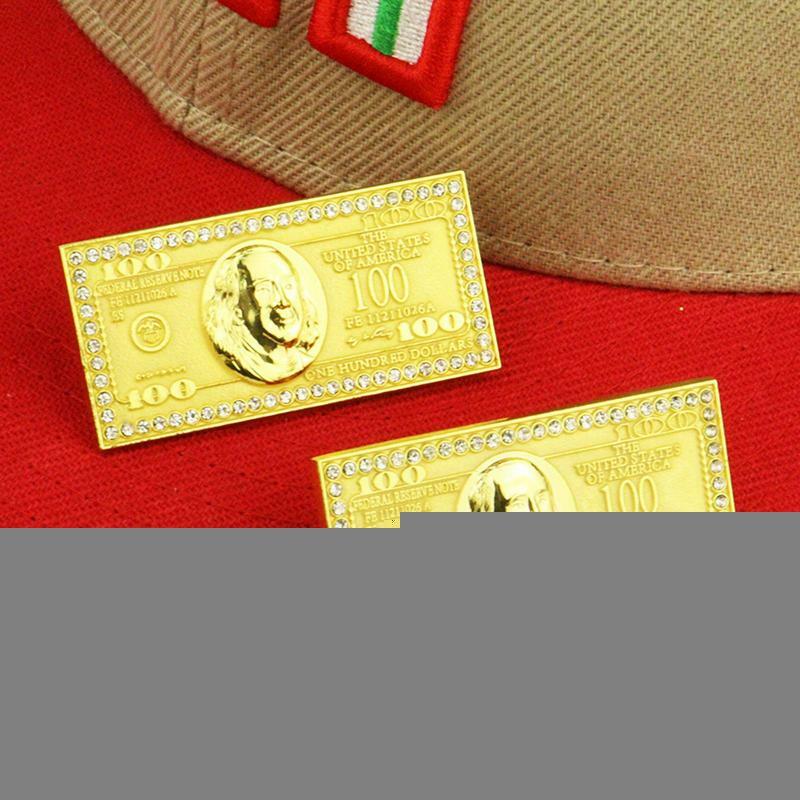 Pin do chapéu do sinal do dólar, broche do metal, joia decorativa para roupa, sacos, chapéus, camisas e revestimentos