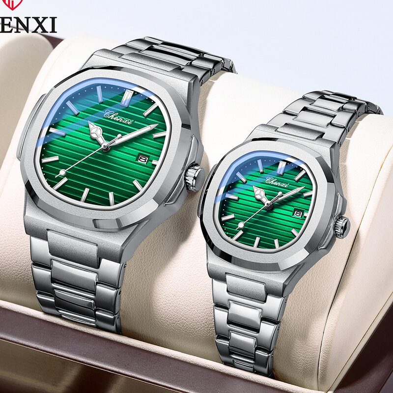 CHENXI-Paire de montres de couple pour hommes et femmes, montres-bracelets à quartz de luxe, horloge pour dames, ensembles de montres His Hers, nouveau produit, mode 2023